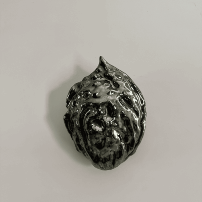 Wall Hung Peach Pit in ‘Palladium’ metallic black glaze
