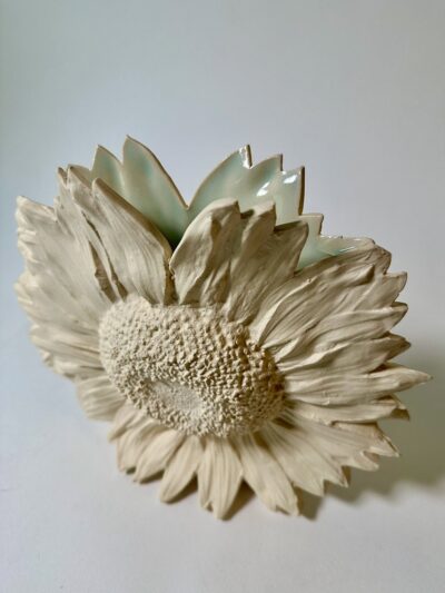 Unglazed Sunflower Vase with a Jaleh Green interior. - Image 2