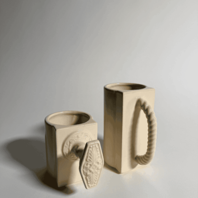 Two White Waldorf Mugs Set