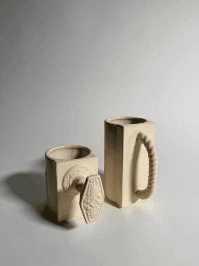 Two White Waldorf Mugs Set