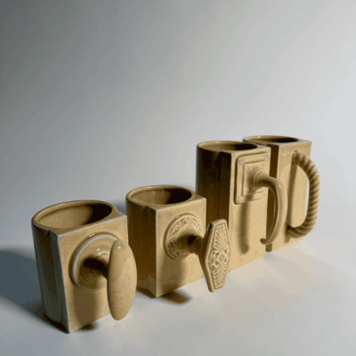 Four Tan Mugs