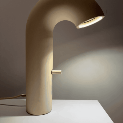 Fat Pipe Lamp / Unglazed Stoneware with Black Detailing