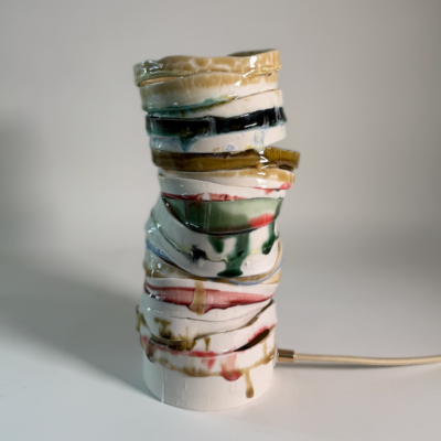 Fuse Lamp / White and Tan with Color Accents