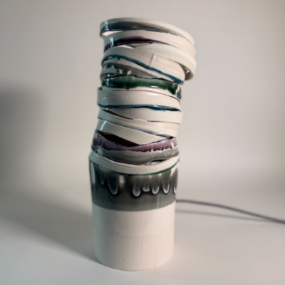 Fuse Lamp / White with Purple and Grey Accents