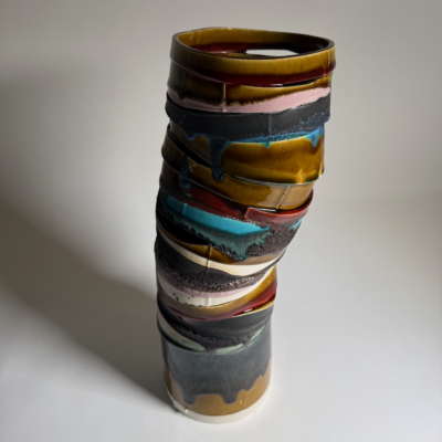 5.5" Fuse Vase in Amber and Black